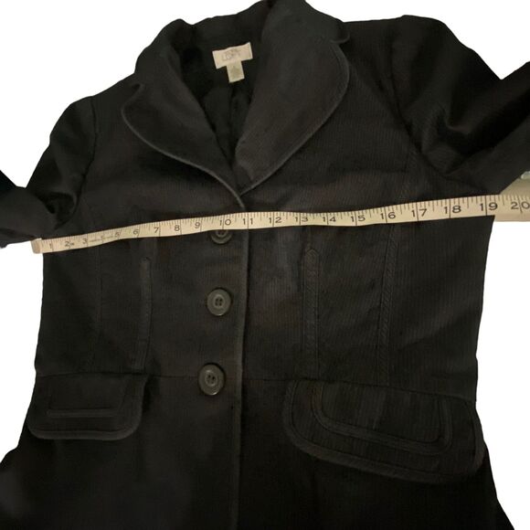 Ann Taylor Loft Gray Blue Denim Pinstripe Casual Blazer Lined Shoulder Pad 6 - Picture 12 of 13